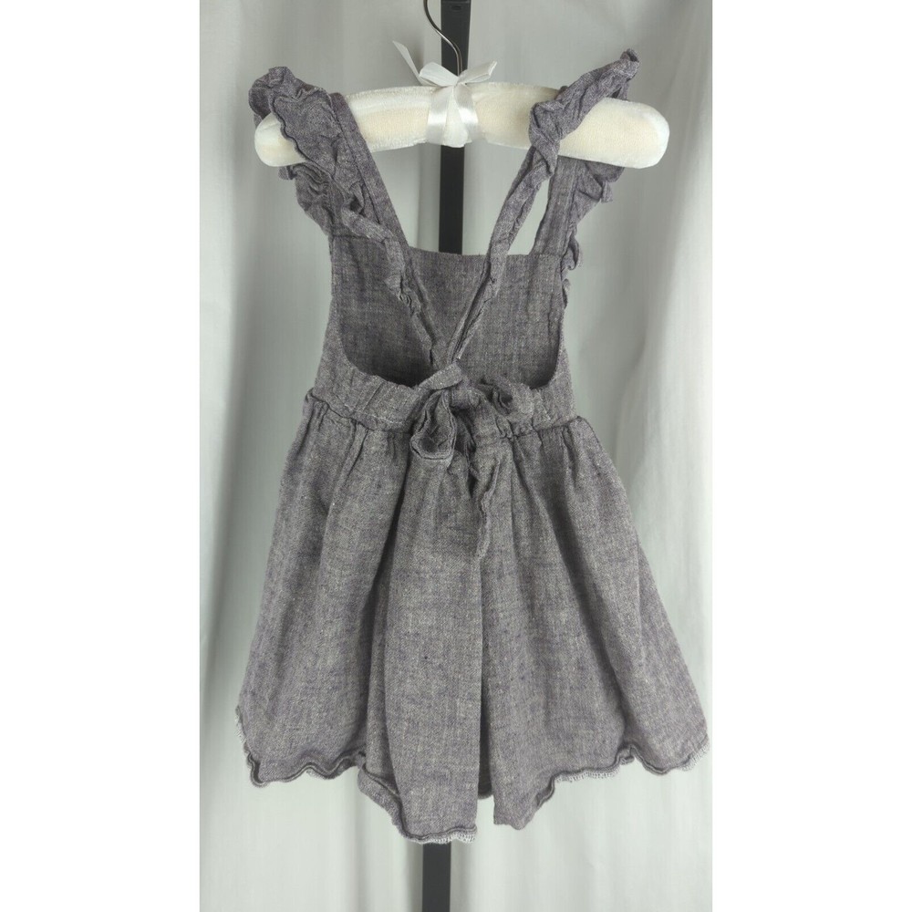 WILD ROSE handmade Flutter Dress Purple Cross Back Linen 2T - Picture 4 of 4